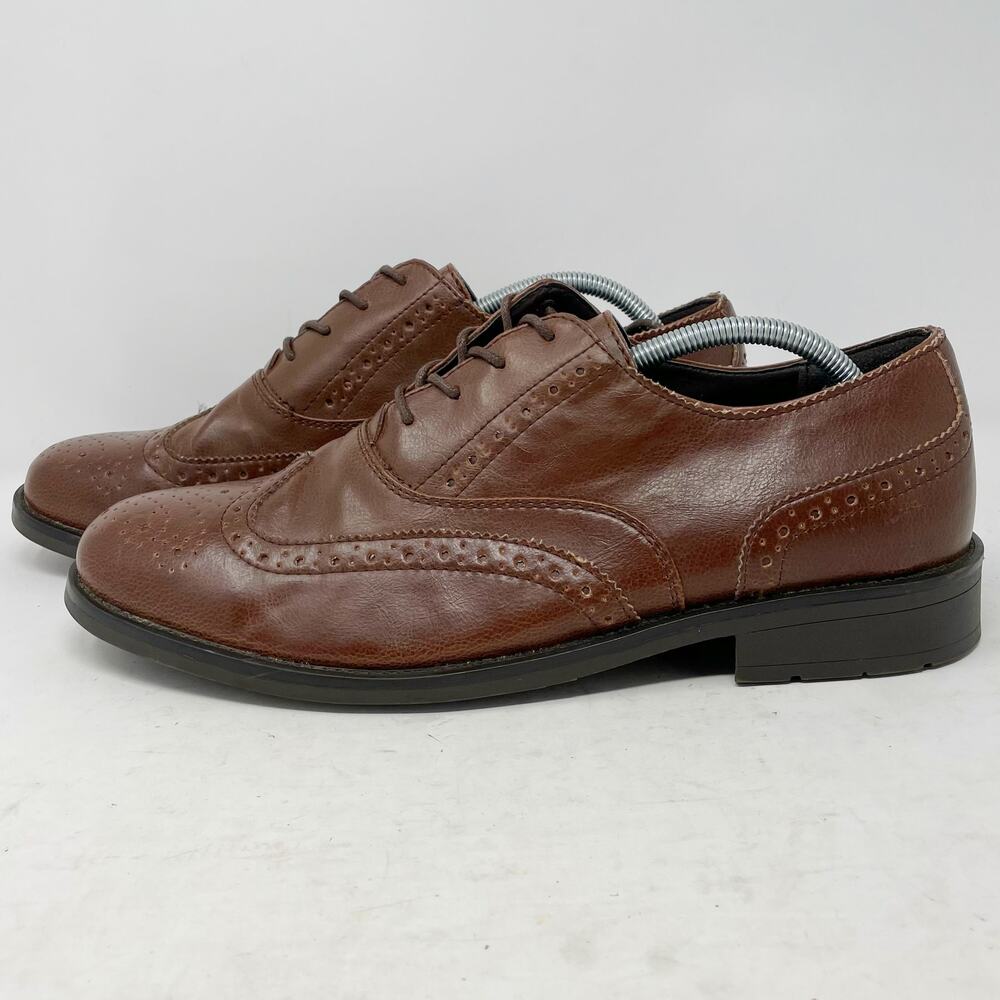 Dexter Comfort Brown Faux Leather Wingtip Oxfords Mens Size 12